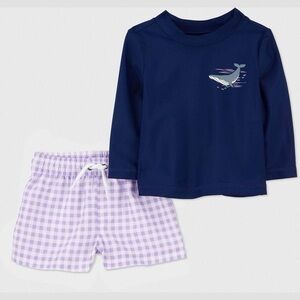 Carter's Navy and Purple Whale Rashguard Set 6 months
